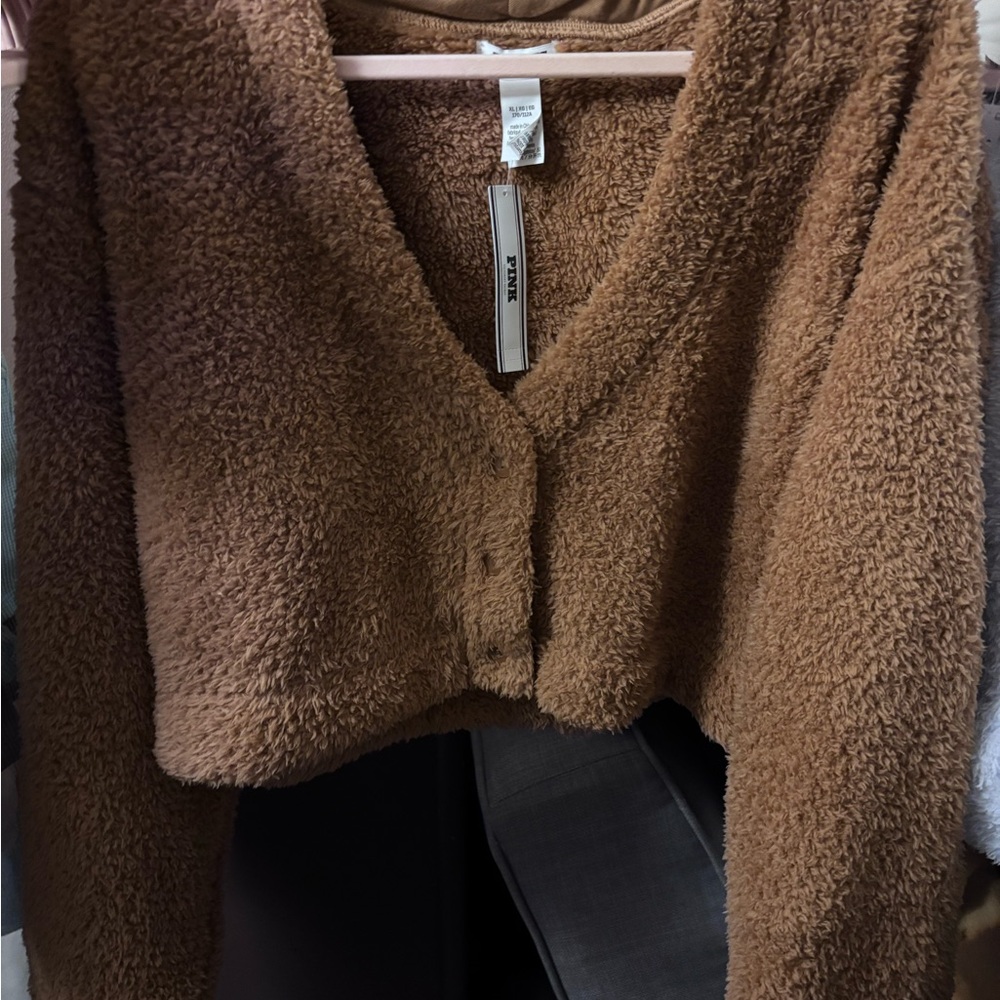 PINK Cozy Brown Teddy Jacket